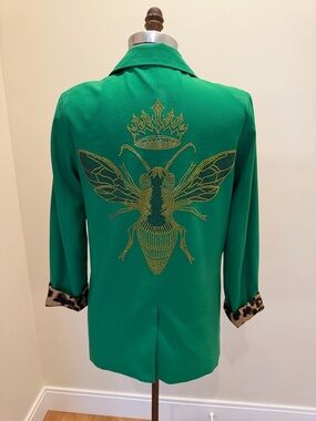 Moving Forward Designs Green Embellished Bee Blazer Jacket